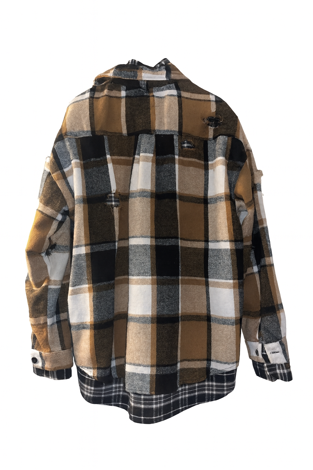 Brown/Black Distressed Double Exposed Plaid Shirt